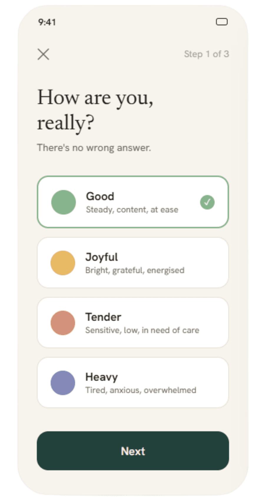 MICA journaling screen